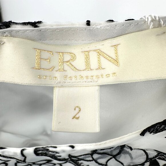 ERIN by Erin Fetherston Appliqué Dress Size 2 Black & White Floral Sleeveless - Picture 8 of 14
